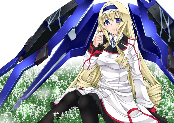 Anime picture 2000x1415 with infinite stratos 8bit cecilia orcott long hair blush highres blue eyes blonde hair girl uniform plant (plants) school uniform