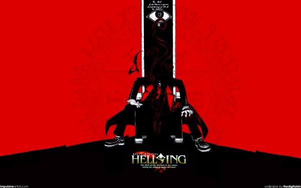 Anime picture 2560x1600 with hellsing alucard (hellsing) highres wide image red background