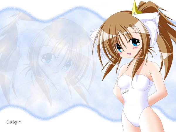 Anime picture 1600x1200 with animal ears cat girl girl swimsuit tagme
