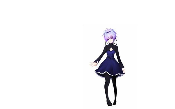 Anime picture 1280x800 with darker than black studio bones yin (darker than black) short hair wide image white background purple hair pink eyes girl dress