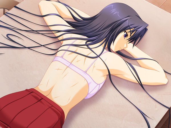 Anime picture 1024x768 with cheerfull! giga tachibana miyuki long hair blue eyes light erotic black hair game cg back girl