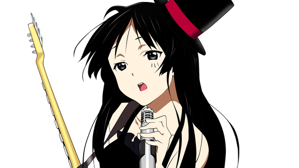 Anime picture 2000x1125 with k-on! kyoto animation akiyama mio highres wide image transparent background vector rendered guitar