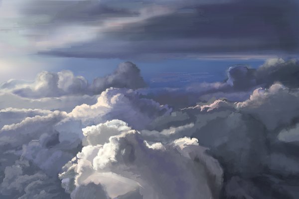 Anime picture 1280x853 with original peko (akibakeisena) sky cloud (clouds) landscape