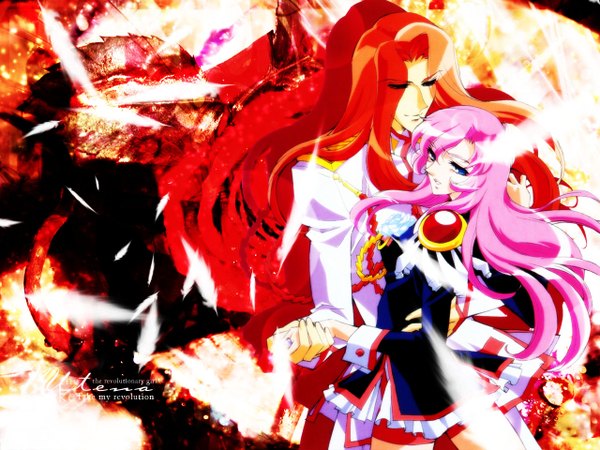 Anime picture 1280x960 with revolutionary girl utena j.c. staff tenjou utena kiryuu touga tagme