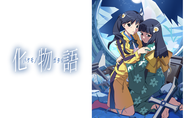 Anime picture 1920x1200 with bakemonogatari shaft (studio) monogatari (series) araragi karen araragi tsukihi highres wide image