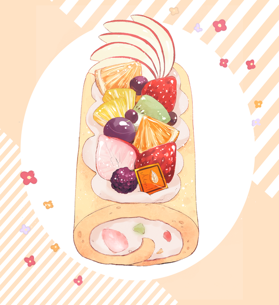 Anime picture 2750x3000 with original mirinko tall image highres no people food sweets flower (symbol) swiss roll