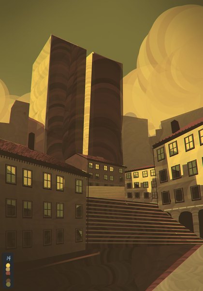 Аниме картинка 1050x1500 с оригинальное изображение lownine (amuza) высокое изображение без людей живописный здание (здания) лестница башня