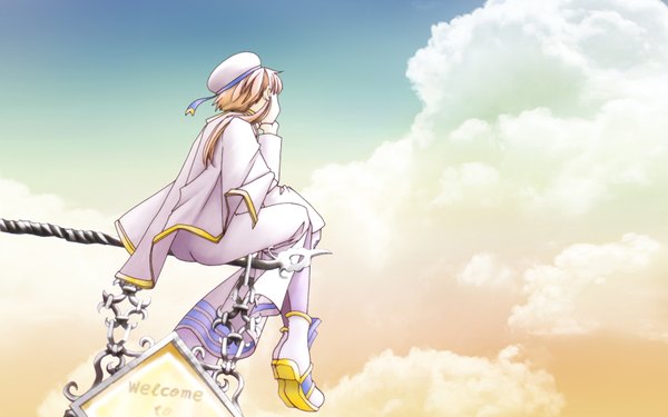 Anime picture 1680x1050 with aria mizunashi akari amano kozue wide image sky