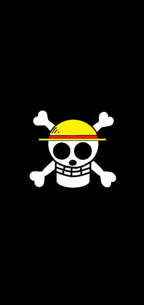 Anime picture 720x1520 with one piece toei animation tall image simple background black background no people skull and crossbones hat straw hat emblem