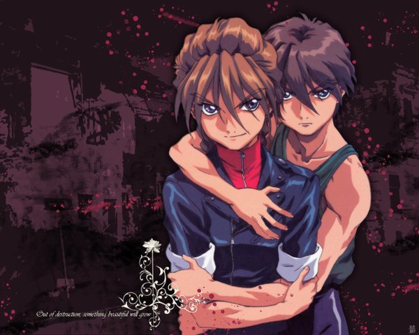 Anime picture 1280x1024 with mobile suit gundam gundam wing sunrise (studio) heero yuy duo maxwell shounen ai