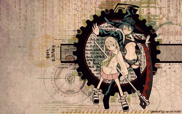 Anime picture 1920x1200 with soul eater studio bones blair highres wide image gears tagme maka