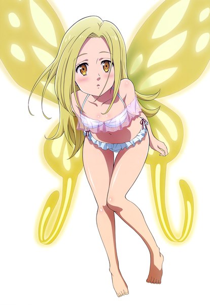 Anime picture 4097x5933 with nanatsu no taizai a-1 pictures megami magazine elaine (nanatsu no taizai) single long hair tall image looking at viewer blush fringe highres breasts open mouth light erotic simple background blonde hair white background yellow eyes absurdres full body