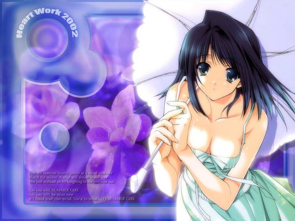 Anime picture 1024x768 with suzuhira hiro light erotic summer umbrella tagme