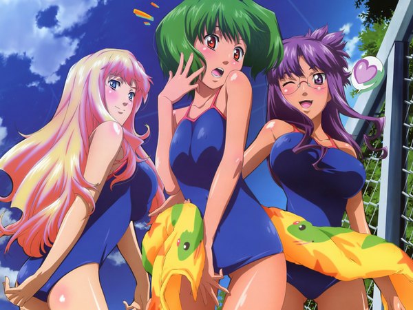 Anime picture 1920x1440 with macross macross frontier ranka lee highres light erotic swimsuit