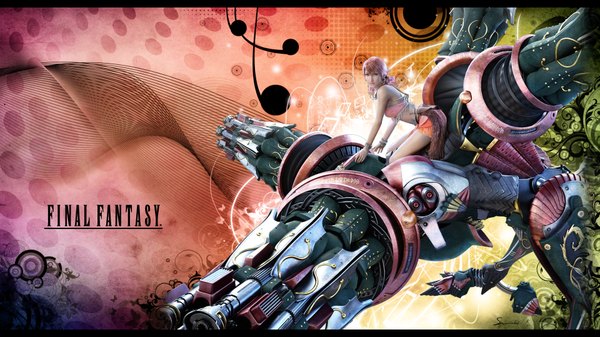 Anime picture 1920x1080 with final fantasy square enix single highres short hair wide image pink hair black eyes on all fours 3d girl mecha