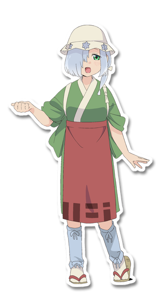 Anime picture 1100x2000 with yatogame-chan kansatsu nikki shonai lala hayasaka satsuki single tall image looking at viewer blush fringe short hair open mouth standing green eyes silver hair full body traditional clothes :d japanese clothes arm up hair over one eye official art