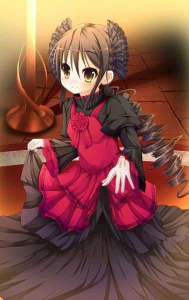 Anime picture 945x1500 with shakugan no shana j.c. staff shana bassa single long hair tall image blush black hair drill hair girl dress gloves hair ornament