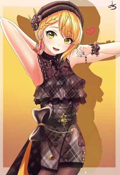 Anime picture 2200x3200 with idolmaster idolmaster cinderella girls idolmaster cinderella girls starlight stage miyamoto frederica jungtong single tall image looking at viewer blush fringe highres short hair breasts open mouth blonde hair green eyes braid (braids) nail polish head tilt :d