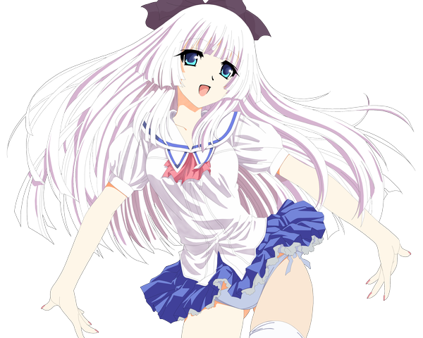Anime picture 2880x2304 with kono aozora ni yakusoku wo kujou miyaho long hair highres blue eyes light erotic white hair transparent background vector underwear panties serafuku