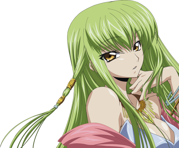 Anime picture 3079x2546 with code geass sunrise (studio) c.c. single long hair looking at viewer fringe highres breasts large breasts brown eyes parted lips green hair transparent background vector girl