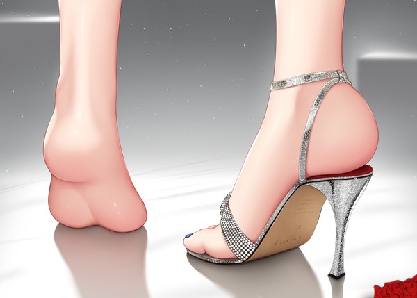 Anime picture 2800x2000 with azur lane st. louis (azur lane) st. louis (luxurious wheels) (azur lane) nekoda (maoda) single highres nail polish high heels close-up head out of frame pov feet single shoe girl