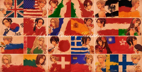 Anime picture 2420x1228 with axis powers hetalia studio deen united kingdom (hetalia) japan (hetalia) america (hetalia) russia (hetalia) prussia (hetalia) china (hetalia) germany (hetalia) france (hetalia) spain (hetalia) belarus (hetalia) taiwan (hetalia) austria (hetalia) hungary (hetalia) south italy (hetalia) hong kong (hetalia) liechtenstein (hetalia) sweden (hetalia) greece (hetalia)