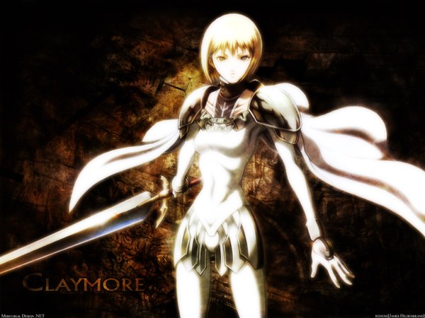 Anime picture 1600x1200 with claymore madhouse clare (claymore) short hair blonde hair girl sword