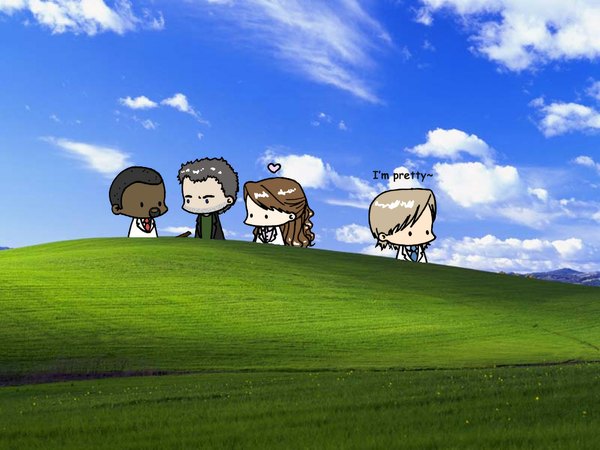 Anime picture 1024x768 with windows (operating system) chibi . . house tagme default background