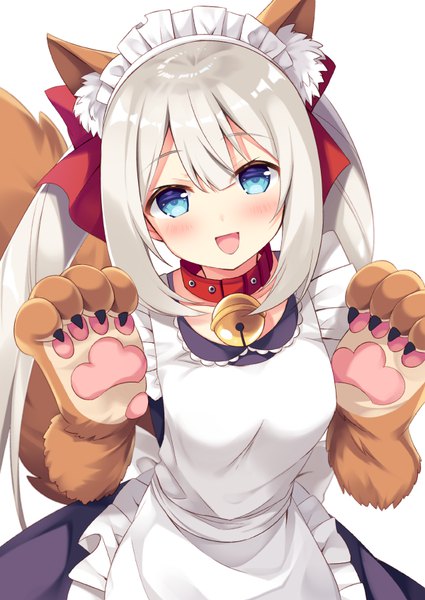 Anime-Bild 600x847 mit fate (series) fate/grand order marie antoinette (fate/grand order) sumisaki yuzuna single long hair tall image looking at viewer blush fringe open mouth blue eyes simple background smile hair between eyes standing white background twintails animal ears payot