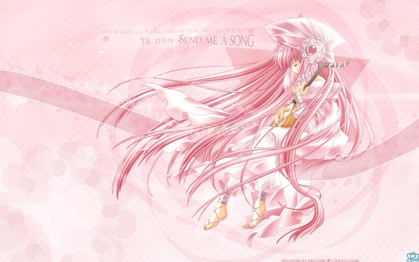 Anime picture 2560x1600 with long hair highres wide image pink hair very long hair girl