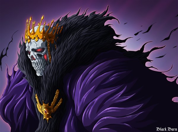 Anime picture 1482x1100 with bleach studio pierrot baraggan luisenbarn bl4ckburn single simple background coloring espada boy fur jewelry crown skull