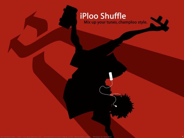 Anime picture 1600x1200 with samurai champloo ipod mugen (samurai champloo) tama-neko red background boy headphones