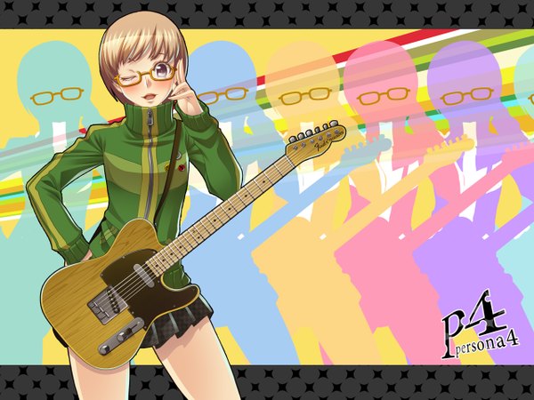 Anime picture 1280x960 with persona 4 satonaka chie glasses tagme