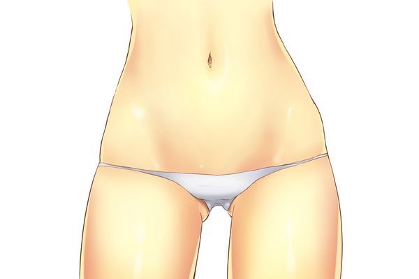 Anime picture 1600x1064 with original rakkou single light erotic simple background white background midriff underwear only close-up head out of frame girl navel underwear panties