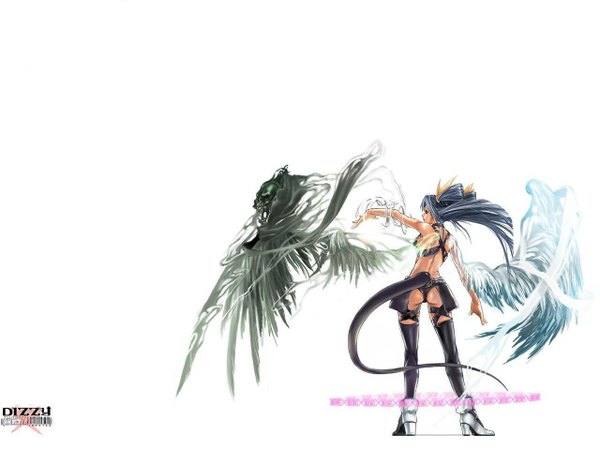 Anime picture 1280x960 with guilty gear dizzy (guilty gear) light erotic white background wings tagme