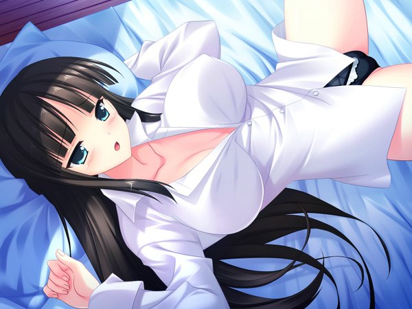Anime picture 1680x1260 with mechakon! sakurajima moe luna lia long hair blue eyes light erotic black hair game cg girl underwear panties