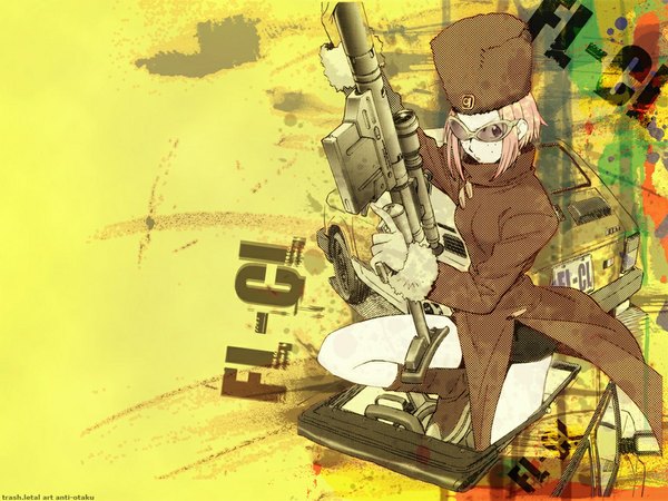 Anime picture 1024x768 with flcl gainax kitsurubami gun tagme