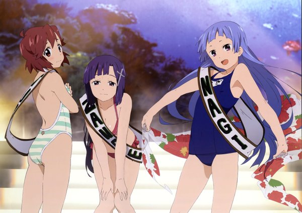 Anime picture 5729x4054 with kannagi nagi (kannagi) zange aoba tsugumi highres scan swimsuit
