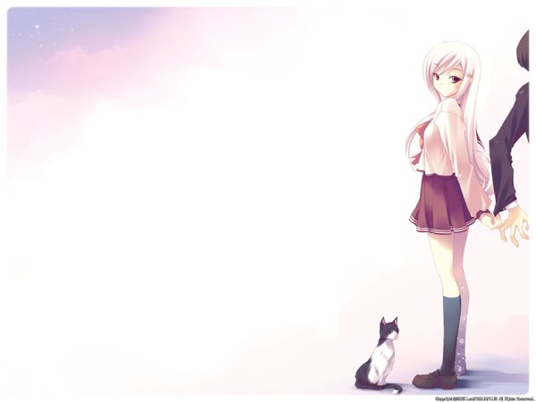 Anime picture 1600x1200 with to heart 2 leaf (studio) lucy maria misora girl cat