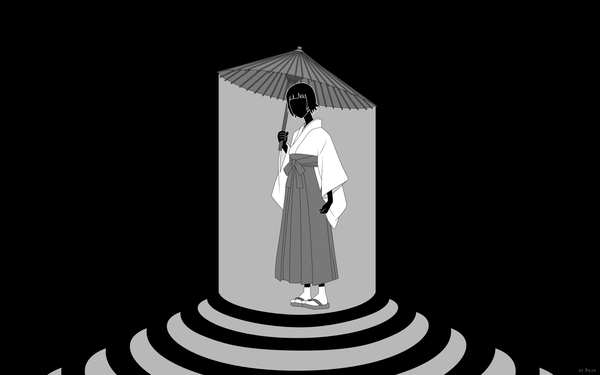 Anime picture 1920x1200 with sayonara zetsubou sensei shaft (studio) tsunetsuki matoi highres wide image black background monochrome