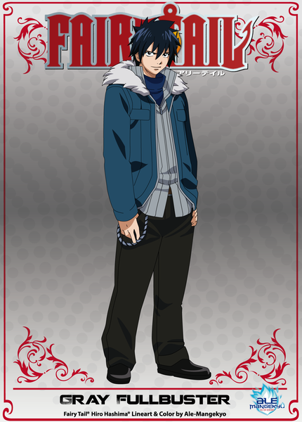 Anime picture 1407x1963 with fairy tail gray fullbuster ale-mangekyo single tall image short hair black hair simple background light smile black eyes inscription framed vector boy pants