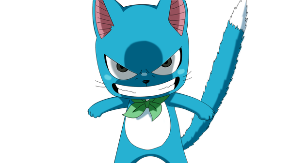 Anime picture 1920x1080 with fairy tail happy (fairy tail) lycanthropist2503 single highres wide image grey eyes transparent background vector angry animal cat