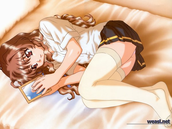 Anime picture 1280x960 with onegai teacher morino ichigo light erotic thighhighs serafuku