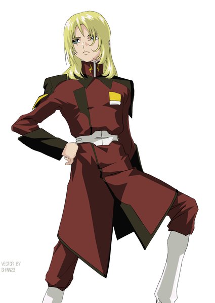 Anime picture 1656x2338 with mobile suit gundam gundam seed destiny sunrise (studio) rey za burrel tall image fringe blue eyes simple background blonde hair white background hair over one eye vector boy uniform military uniform