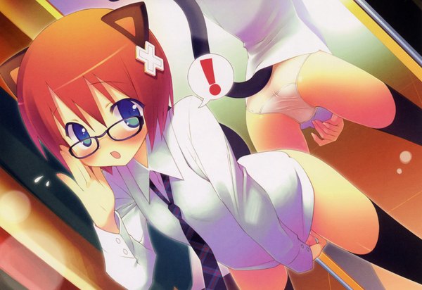 Аниме картинка 1600x1100 с twinkle crusaders azel лёгкая эротика девушка-кошка девушка чулки нижнее бельё трусики очки
