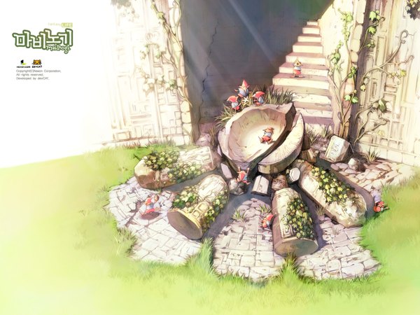 Anime picture 1600x1200 with mabinogi ruins plant (plants) grass tagme