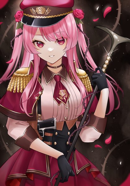 Anime picture 3500x5000 with virtual youtuber nijisanji nijisanji en rosemi lovelock rosemi lovelock (2nd costume) gfpebs single long hair tall image looking at viewer fringe highres smile pink hair absurdres upper body blunt bangs pink eyes sparkle two side up