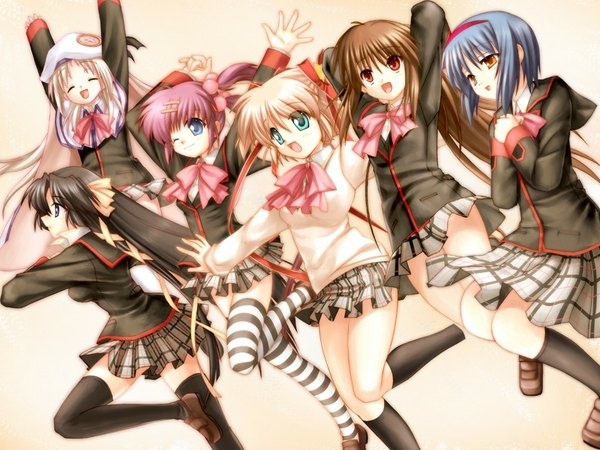 Anime picture 1600x1200 with little busters! key (studio) noumi kudryavka natsume rin kamikita komari kurugaya yuiko saigusa haruka nishizono mio zettai ryouiki