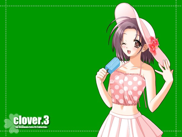 Anime picture 1600x1200 with nishimata aoi green background clover (plant) tagme