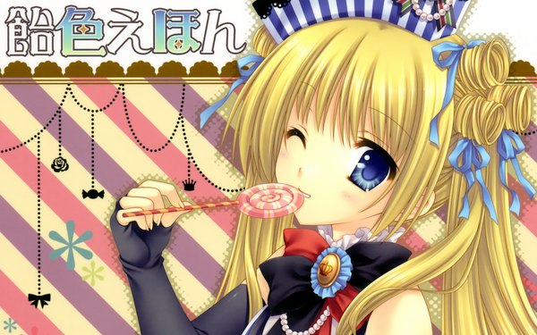 Anime picture 2560x1600 with tatekawa mako highres wide image lollipop